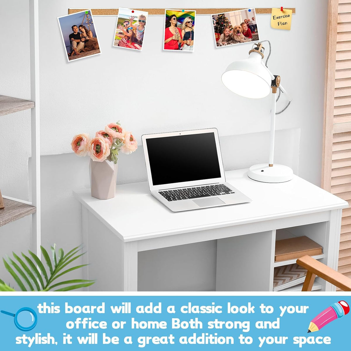 Threehoney 15 Pcs Cork Strips 48"x1" Bulletin Bar Strip, Aluminum W...