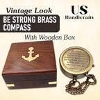 Be Strong and Courageous, Do Not Be Afraid Brass Engraved Compass - Image 2