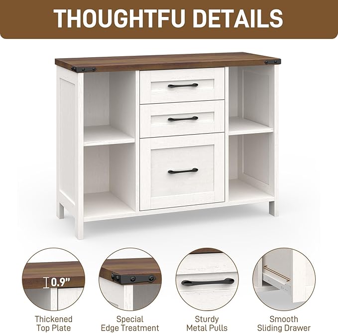 Vabches File Cabinet with 3 Drawers, Farmhouse Lateral File Cabinet Fits Files - Image 7
