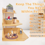 HYNAWIN Bamboo Corner Desk Organizer Shelf, 3-Tier Triangle Storage Rack - Image 7