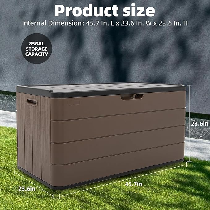 TARKARI Premium Pro Edition 100 Gallon Lockable Resin Deck Box, Waterproof & - Image 6