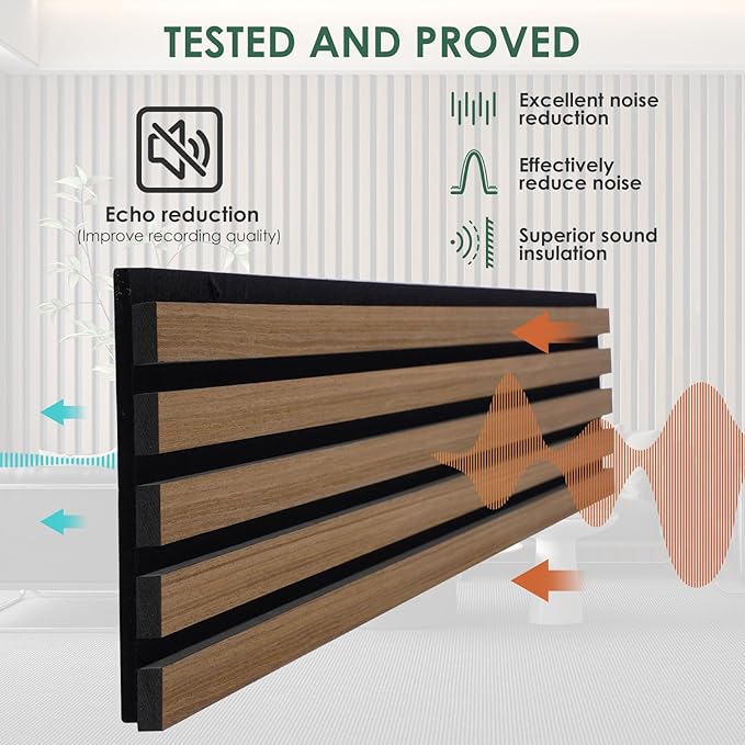 VallisCo 4-Piece Wood Slat Acoustic Panels - Image 3