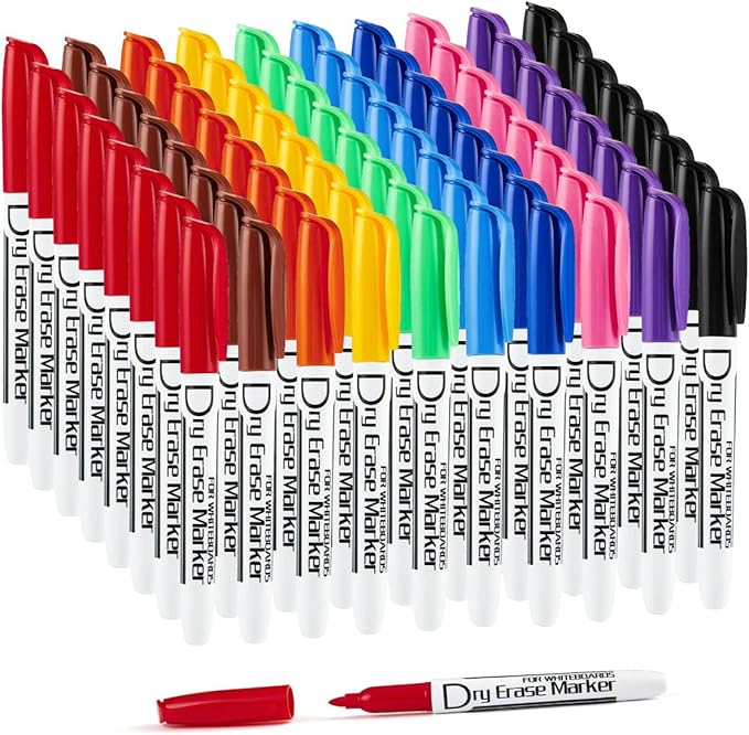 Volcanics Dry Erase Markers Low Odor Fine Whiteboard Markers Thin Box of 80 by Volcanics