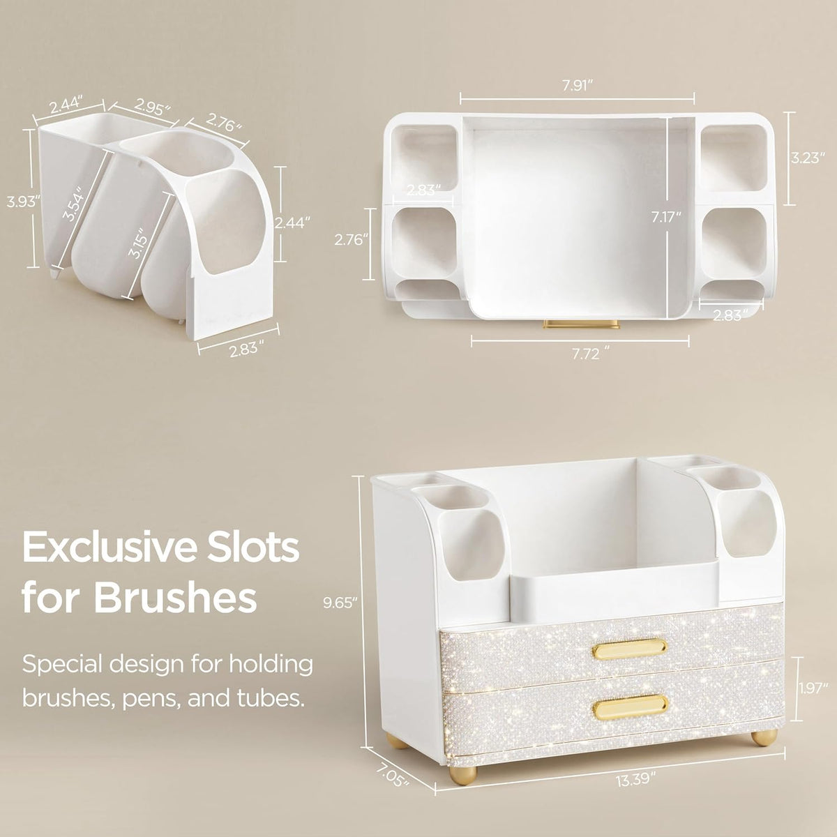 HBlife Makeup Organizer for Vanity with Brush Holder, Large Bathroom Countert...