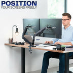 vivo dual monitor stand, fully adjustable arms for showing dimensions