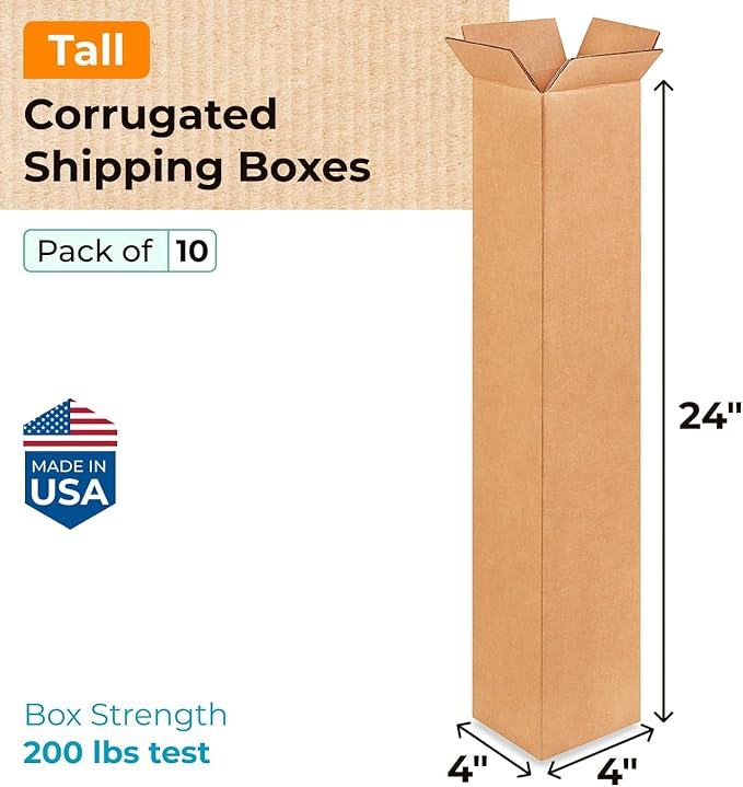 Tall Moving & Shipping Boxes 4x4x24 inches - Image 2