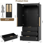 garveehome 70" wardrobe armoire wooden closet with 3 shown in use