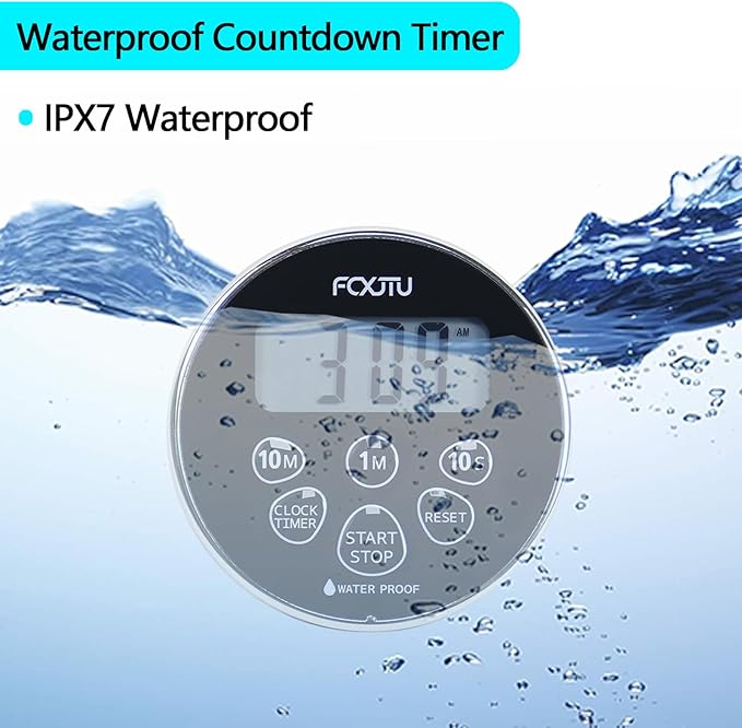 FCXJTU Digital Waterproof Shower Clock Timer, Bathroom Shower Countdown Timer - Image 4
