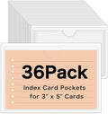 36 Pack 3" x 5" Index Card Holder Adhesive Plastic Label Holders Clear Tote Bag by BESARME