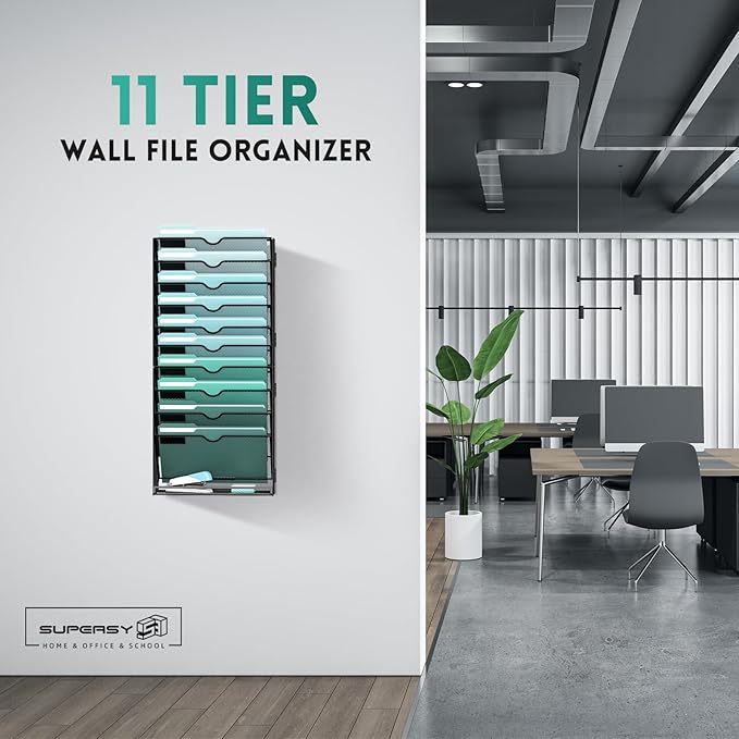 SUPEASY 11-Tier Wall File Organizer, Hanging Wall Files - Image 2