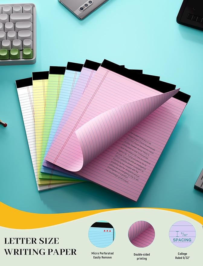 12 Pack Legal Pads 8.5 x 11, College Ruled, 30 Sheets Per Colored Legal Pads - Image 3