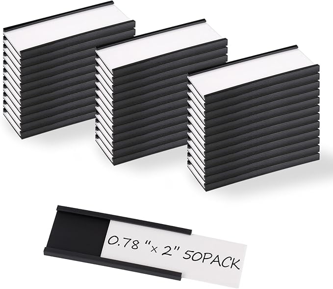 Realth C Channel Magnetic Label Holders 50 Pack 0.78" x 2" by Realth