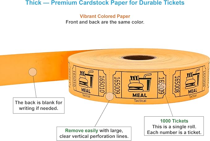 Tacticai 1000 Raffle Tickets, Single Roll, Ticket - Image 2