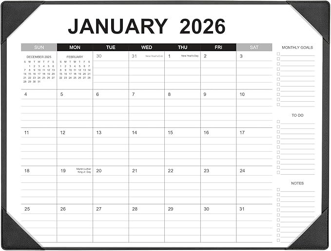 Desk Calendar 2026-2027 with Desk Mat – 22" x 17" Large Desk Pad Calendar Runs by Tutazook