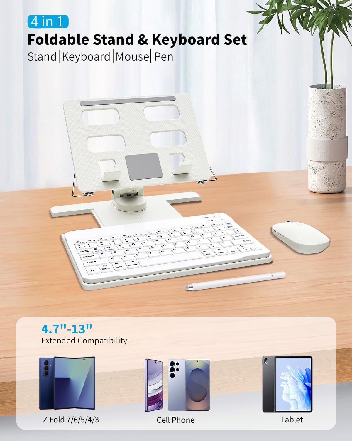 Desk Stand & Bluetooth Keyboard for Galaxy Z Fold 8 Ultra/8 Wide/7/6/5