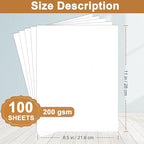 Silunkia 100 Sheets White Cardstock 8.5 x 11 Printer Paper, 200gsm/75lb - Image 2