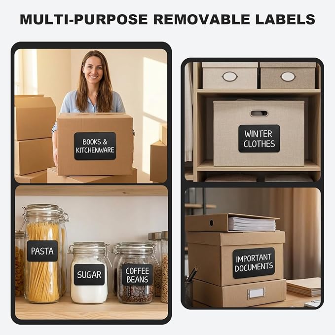 100 Pcs Labels for Storage Bins, 6 x 4 inch Black Large Label Stickers - Image 7