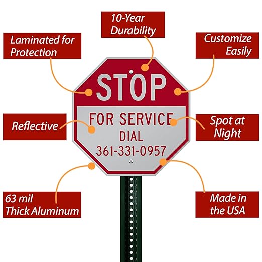 SmartSign Custom STOP Sign 12" x 12" 3M Engineer Grade Reflective Aluminum - Image 4