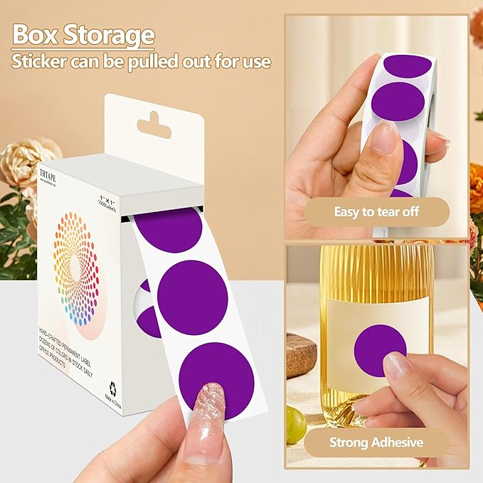 Purple 1 Inch Round Color Coding Dot Labels, 10 Rolls 10000 Dot Stickers in - Image 3