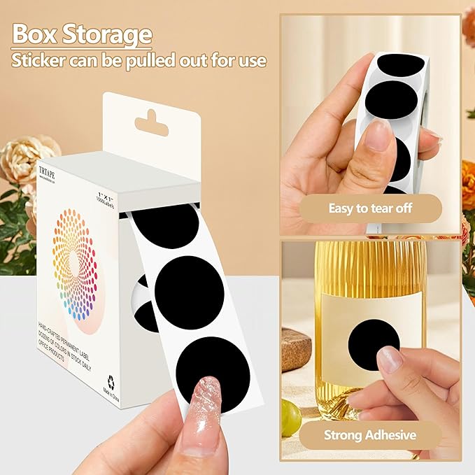 Black 1 Inch Round Color Coding Dot Labels, 10 Rolls 10000 Dot Stickers in - Image 3