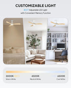 vonluce wood ceiling fan with lights 42 inch, side view
