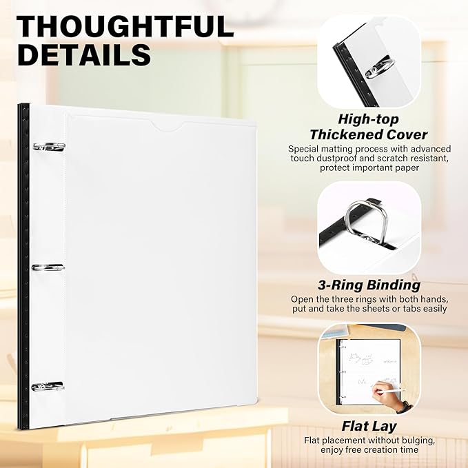 MAKHISTORY 12 Pack Telescoping 3 Ring Binder 1 Inch, Flexible Thin Binder - Image 3