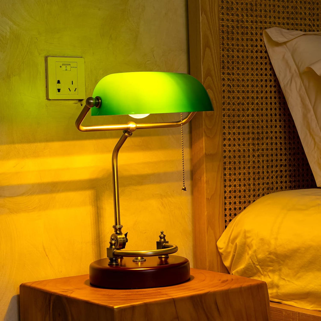 bankers lamp traditional green glass desk lamp solid, view 9