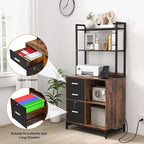Livofloral Filing Cabinet with Charging Station, Files Cabinet with Shelves - Image 5