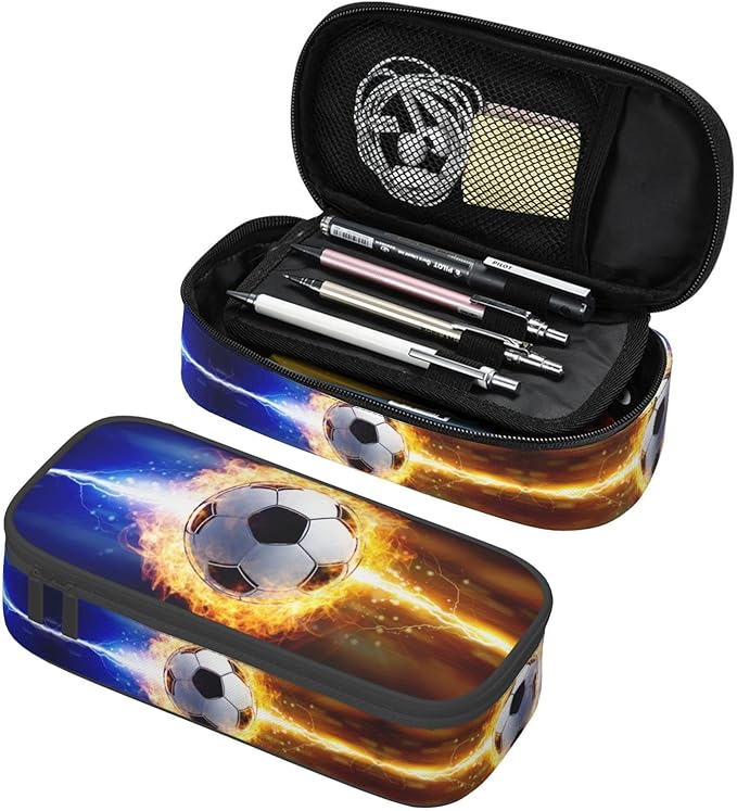 SNAPMADE Boys Pencil Case with Soccer Ball Printed, Cool Portable Pen Bag Pouch by SNAPMADE