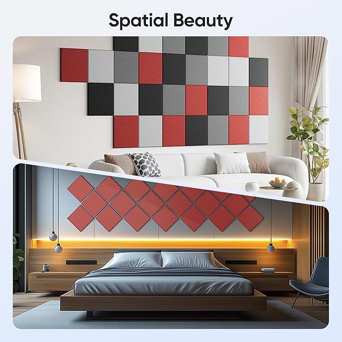 UNECHO 12 Pack 12" X 12" X 0.4" Acoustic Panels - Image 5