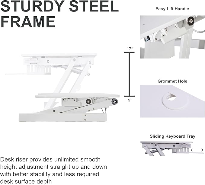 Rocelco 37.5" Height Adjustable Standing Desk Converter - Image 5