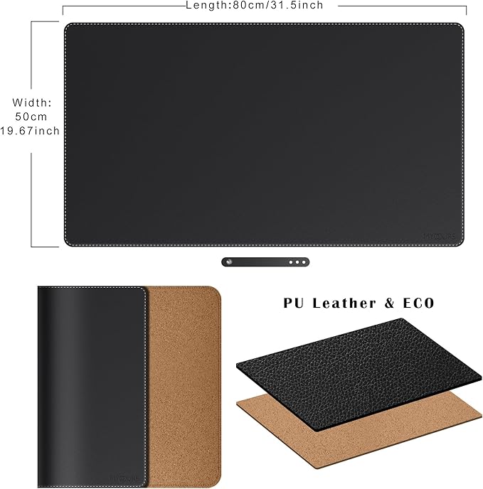 Mydours Dual-Sided PU Leather Desk Mat 31.5"x19.7" - Image 2
