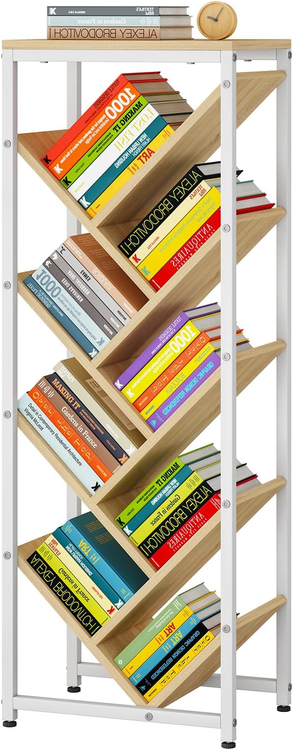 IBUYKE 9 Tier Tree Bookshelf, Floor Standing Wood Bookshelf by IBUYKE