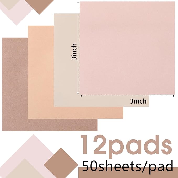 Thenshop 12 Pads Boho Sticky Notes 3''x3'', Self Stick Notes Pads Boho Office - Image 2