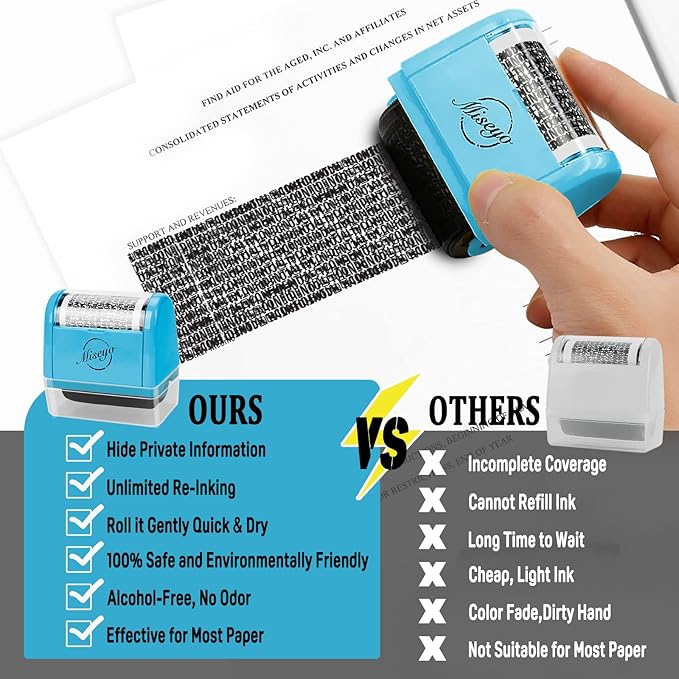 Miseyo Wide Identity Theft Protection Roller Stamp Set - Image 7
