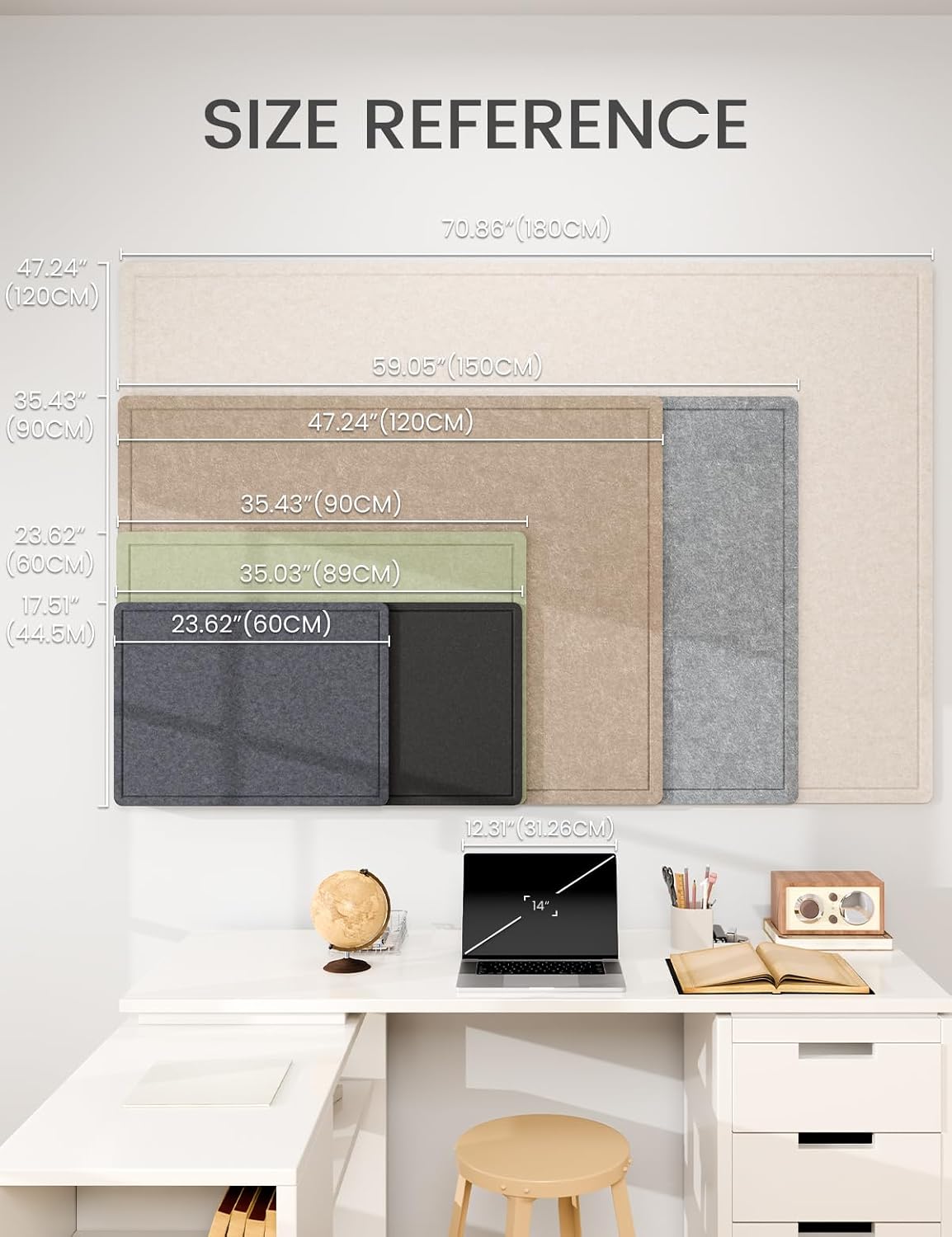 Fluxynara Felt Bulletin Board,35.4"x23.6", Black