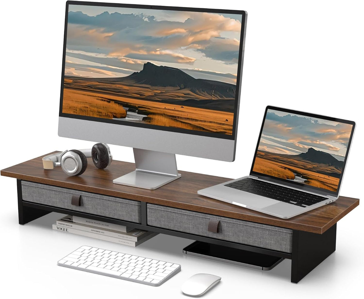 Fenge 35 Inch Monitor Stand with Drawer Storage, Computer Riser for Desk