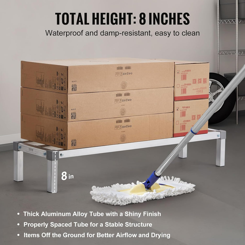 vevor aluminum dunnage rack, 48” x 14” commercial, close-up detail