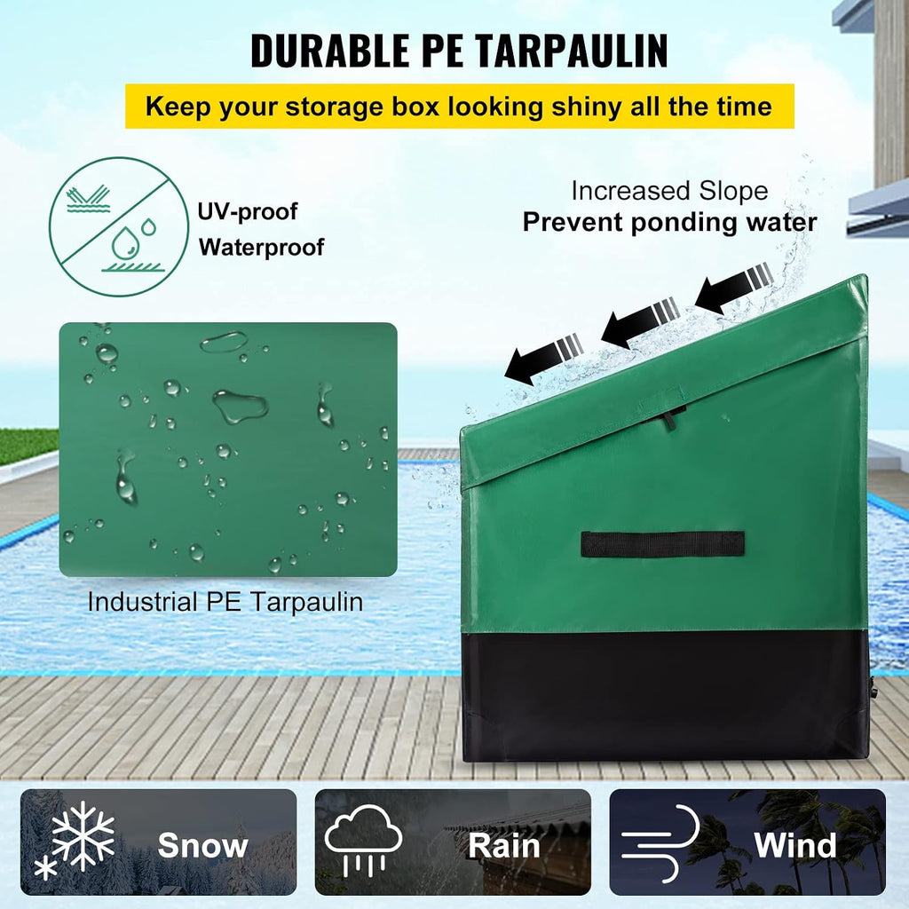 vevor outdoor storage box, 230 gallon waterproof pe, close-up detail