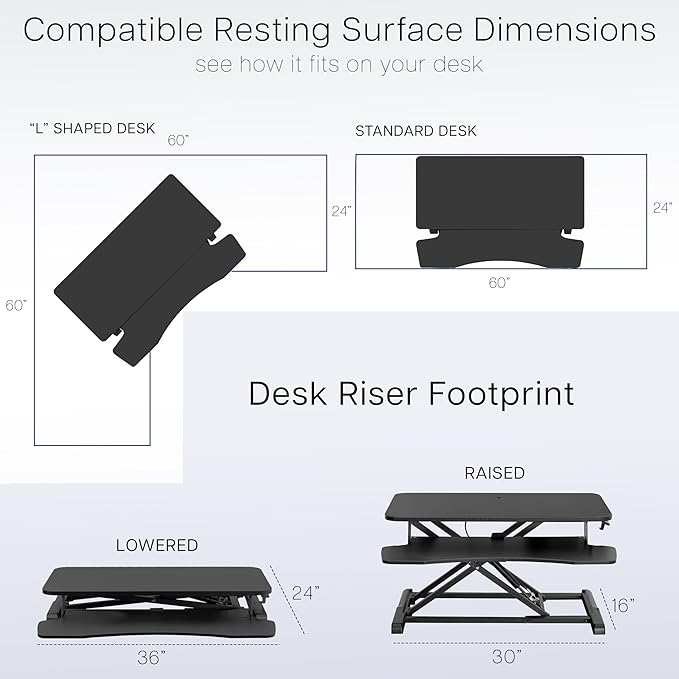 VIVO 36 inch Desk Converter, K Series, Height Adjustable Sit to Stand Riser - Image 6