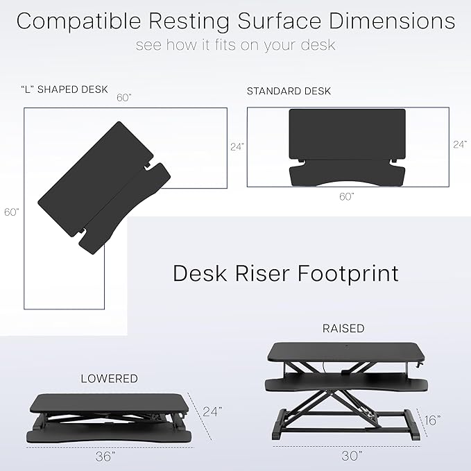 VIVO 36 inch Desk Converter, K Series, Height Adjustable Sit to Stand Riser - Image 6