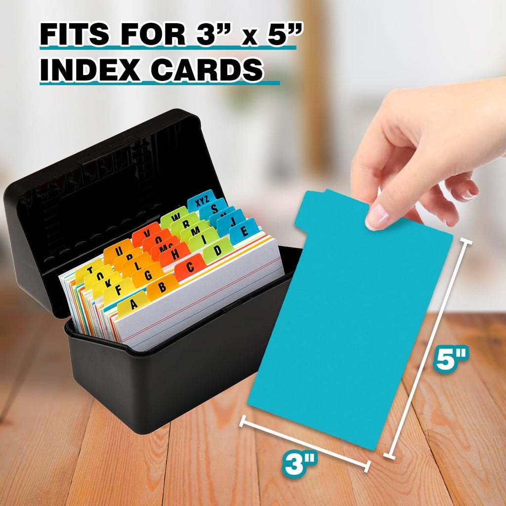 Chell 3"x5" Plastic Index Card Dividers, Primary Colors, 25 Pack | Heavyweight, A-Z, Made of Polypropylene, Alphabetical Stickers, Blank Stickers