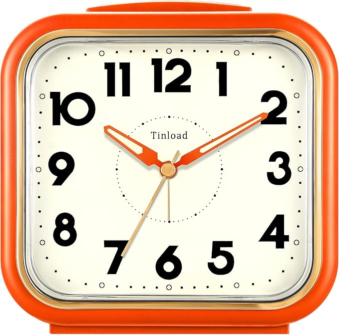 Tinload 5.5" Large Analog Alarm Clock • Silent Non Ticking • Gentle Wake • Beep by Tinload