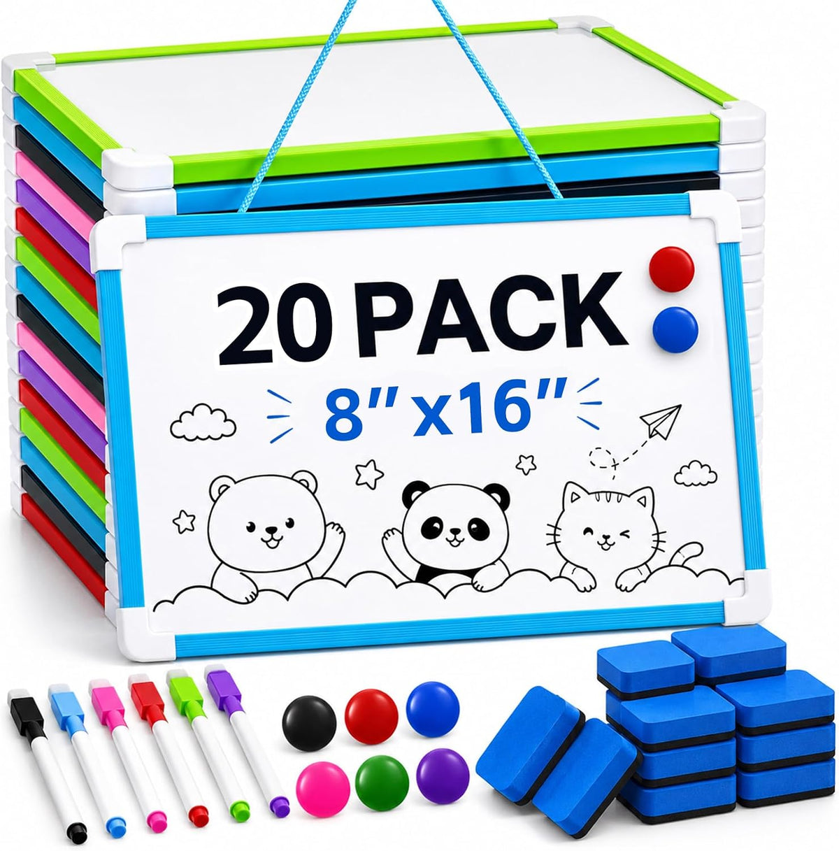 20 Pack 8'' x 12'' Hanging Magnetic Dry Erase Board Small Dry...