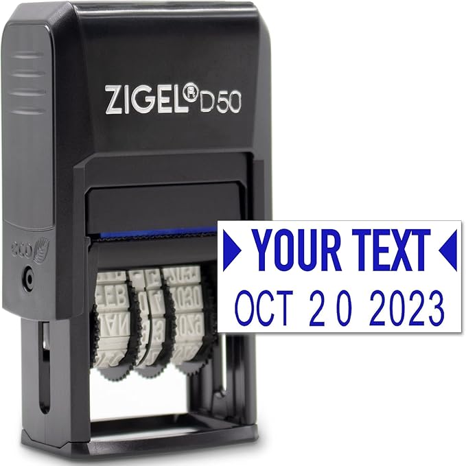 ZIGEL D50 Date Stamp with Your Custom Text by ZIGEL