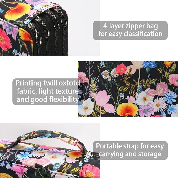 Large Capacity Black Flower Pencil Holder - Image 3