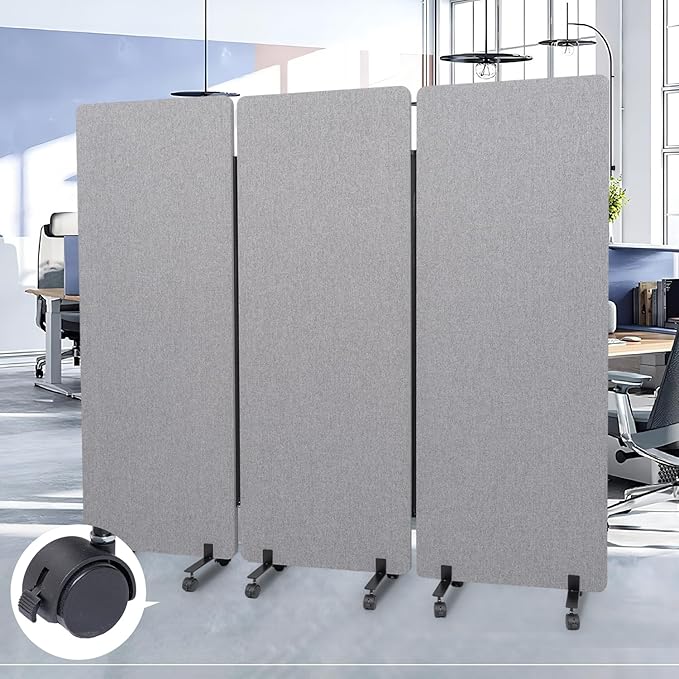 Sound Proof Dividers w/Wheels, Portable Office Wall Divider by HOMSCREENER