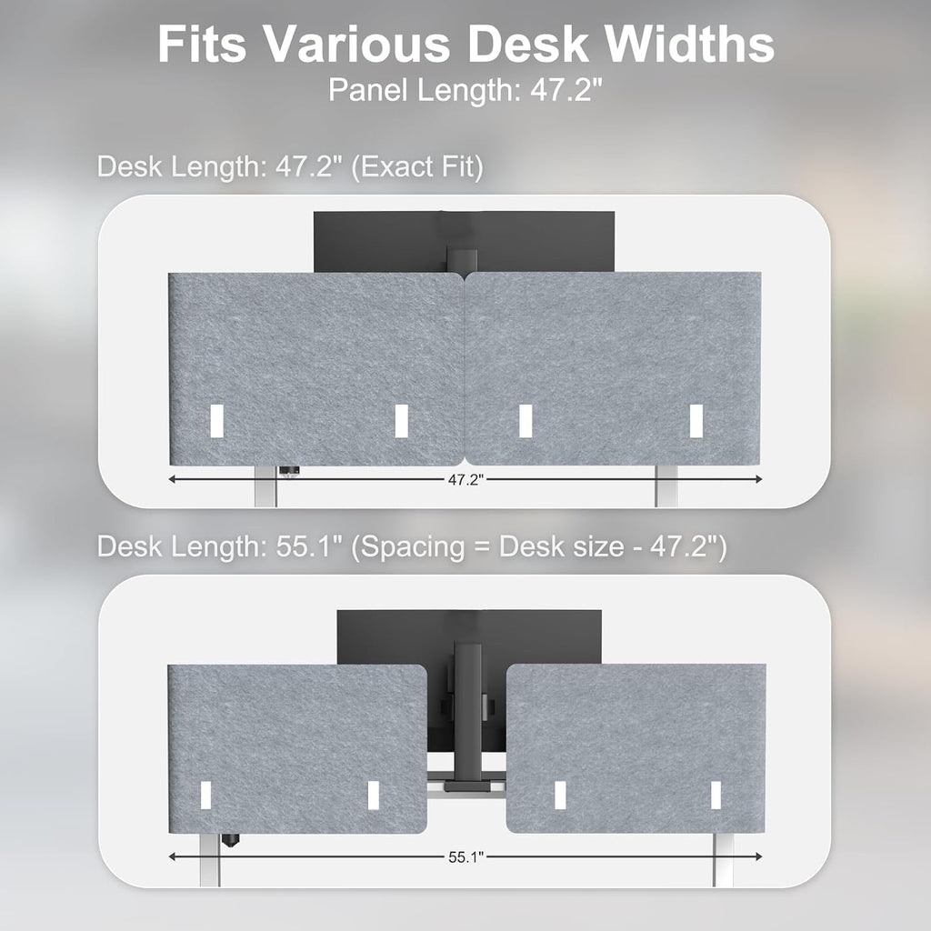 desk privacy panel, 48" × 19" l-shaped cubicle showing dimensions