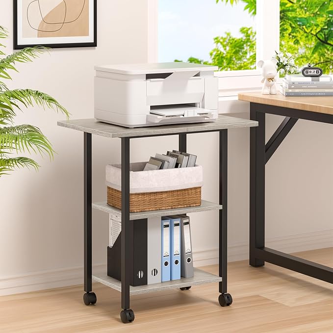 Lerliuo 3-Tier Printer Stand, Industrial Mobile Printer Table - Image 5