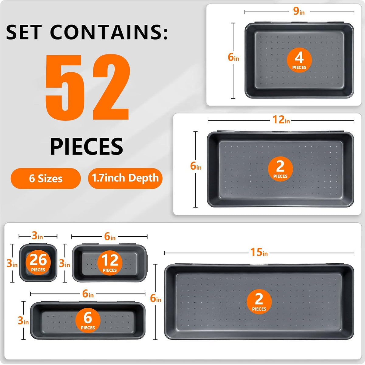 [UPGRADED 6 SIZE & 52 PCS] Tool Drawer Organizer Tray, Tool Box Organizer...